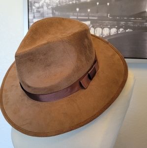 Brown Fedora Hat with Brown Trim